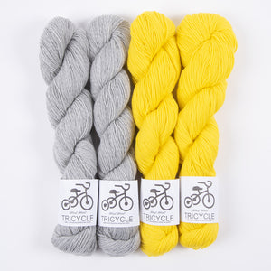 West Wool WESTKNITS KIT - BIANCA PEBBLES Merino wool Fingering yellow grey Westknits Kits