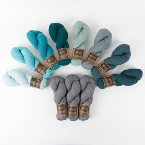 West Wool WESTKNITS KIT - TEAL BLANKET Merino wool DK blue Westknits Kits