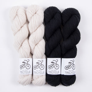 West Wool WESTKNITS KIT - NORDIC TREE Merino wool Fingering black white Westknits Kits
