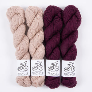 West Wool WESTKNITS KIT - CORDUROY SAND Merino wool Fingering beige red Westknits Kits