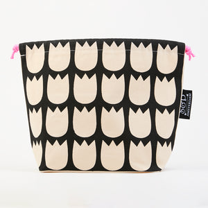 LOVE IT DRAWSTRING BAG - TULIPS WHITE/BLACK black white Project Bags