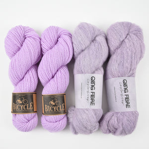 Qing Fibre DREAMY LILAC Alpaca Merino wool Silk Mixed Weight Quick Kits