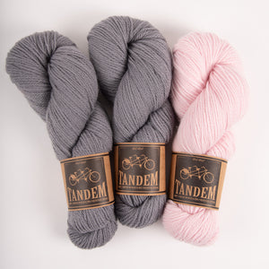 West Wool CONTRAST BLAST SWEATER - DUSTY PASTEL Merino wool DK grey pink Westknits Kits