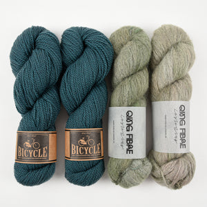 Qing Fibre ENCHANTED TREES Alpaca Merino wool Silk Mixed Weight Quick Kits