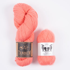 West Wool UNICORN HORN SKINNY SCARF - FLAMINGO Merino wool Mohair Silk DK Lace pink Westknits Kits
