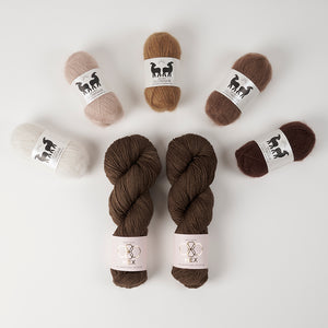 West Wool GLOW ALONG 2026 - GLOWING BROWNS Mohair Silk Merino wool Nylon Mixed Weight Quick Kits
