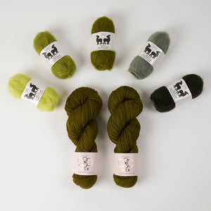 West Wool GLOW ALONG 2026 - GLOWING GREENS Mohair Silk Merino wool Nylon Mixed Weight Quick Kits