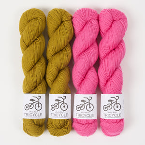 West Wool WESTKNITS KIT - PINK MUSTARD Merino wool Fingering Westknits Kits