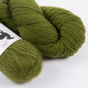 GREEN OLIVE MOHAIR MATCH TRIO DK
