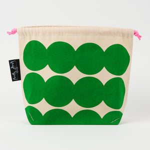 DRAWSTRING BAG - CIRCLES GREEN