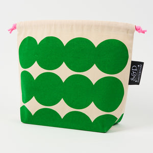 DRAWSTRING BAG - CIRCLES GREEN