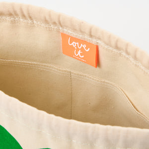 DRAWSTRING BAG - CIRCLES GREEN