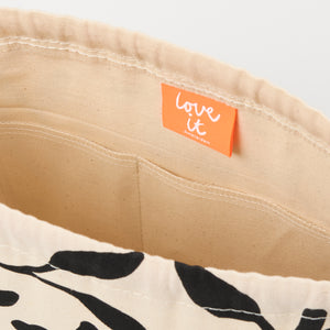 DRAWSTRING BAG - FLOWERS BLACK