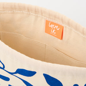 DRAWSTRING BAG - FLOWERS BLUE