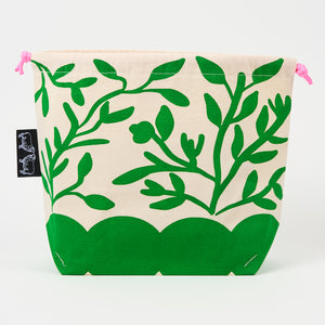 DRAWSTRING BAG - FLOWERS GREEN