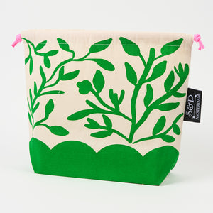 DRAWSTRING BAG - FLOWERS GREEN