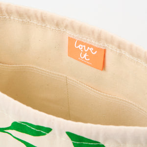 DRAWSTRING BAG - FLOWERS GREEN