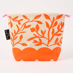 DRAWSTRING BAG - FLOWERS ORANGE