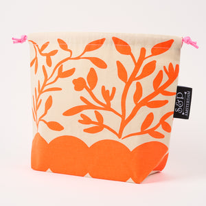 DRAWSTRING BAG - FLOWERS ORANGE