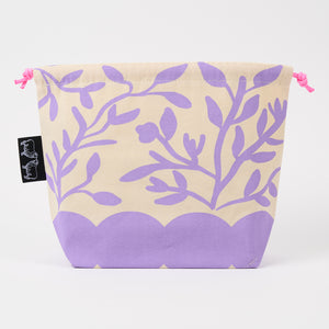 DRAWSTRING BAG - FLOWERS PURPLE