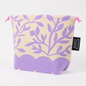 DRAWSTRING BAG - FLOWERS PURPLE