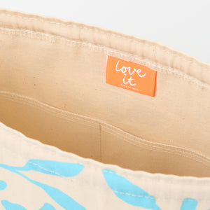 DRAWSTRING BAG - FLOWERS ROBINS EGG