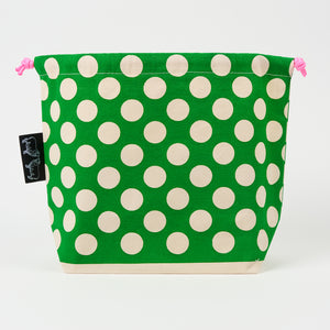 DRAWSTRING BAG - POLKA DOTS GREEN