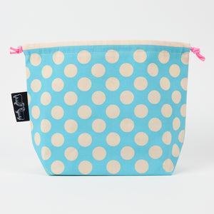 DRAWSTRING BAG - POLKA DOTS ROBINS EGG