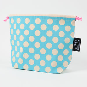 DRAWSTRING BAG - POLKA DOTS ROBINS EGG