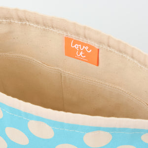 DRAWSTRING BAG - POLKA DOTS ROBINS EGG