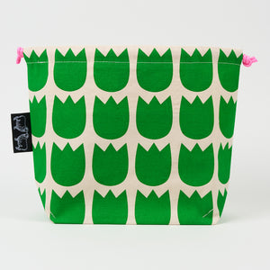 DRAWSTRING BAG - TULIPS GREEN