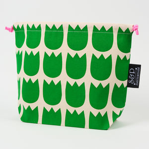 DRAWSTRING BAG - TULIPS GREEN