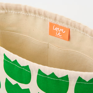 DRAWSTRING BAG - TULIPS GREEN