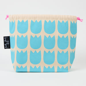 DRAWSTRING BAG - TULIPS ROBINS EGG