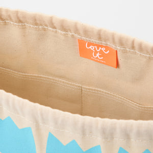 DRAWSTRING BAG - TULIPS ROBINS EGG