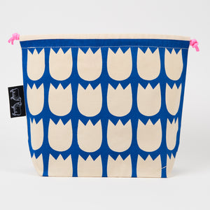 DRAWSTRING BAG - TULIPS WHITE/BLUE