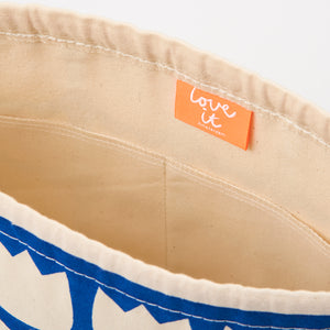 DRAWSTRING BAG - TULIPS WHITE/BLUE