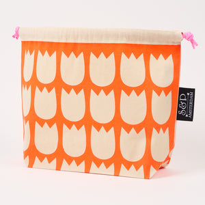 DRAWSTRING BAG - TULIPS WHITE/ORANGE