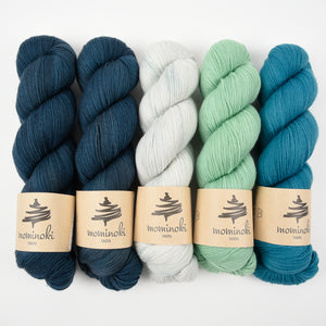 Mominoki Yarn MINTY OCEAN Merino wool Polyamide Fingering Quick Kits