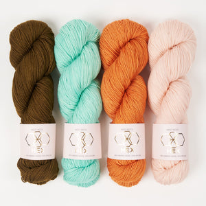 West Wool WESTKNITS KIT - WILDFLOWER DRIFT Merino wool Nylon pink orange turquoise green Westknits Kits