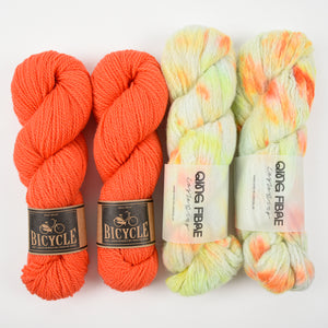Qing Fibre ORANGE SPRINKLES Alpaca Merino wool Silk Mixed Weight Quick Kits