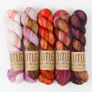 Life in The Long Grass WESTKNITS KIT - PINK JELLYFISH Merino wool Fingering pink brown red multicolour Westknits Kits