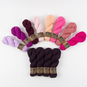 West Wool WESTKNITS KIT - PURPLE TAFFY Merino wool Fingering purple pink fuchsia peach Westknits Kits