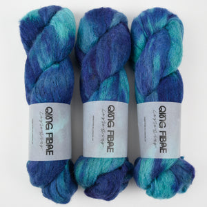 Qing Fibre MELTED BABY SURI - TEAL Alpaca Merino wool Silk Sport turquoise blue Yarn