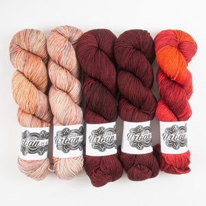 The Urban Purl HEART SUNSET Merino wool Silk Fingering Quick Kits