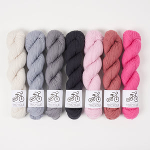 West Wool WESTKNITS KIT - PINK CLOUDS Merino wool Fingering grey pink purple Westknits Kits