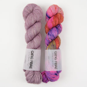 Qing Fibre WESTKNITS KIT - PINK DUSK Merino wool Silk Yak Fingering Westknits Kits