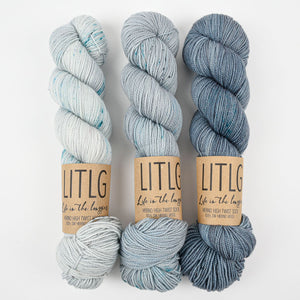 Life in The Long Grass WESTKNITS KIT - IT’S COLD OUTSIDE Merino wool Fingering Light Fingering blue grey Westknits Kits