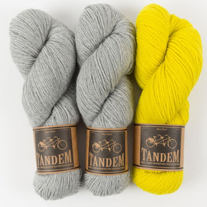 West Wool CONTRAST BLAST SWEATER - YELLOW DRAGONFRUIT Merino wool DK grey yellow Westknits Kits