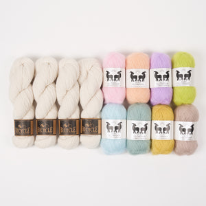 West Wool PASTEL RAINBOW Mohair Silk Merino wool Mixed Weight Quick Kits